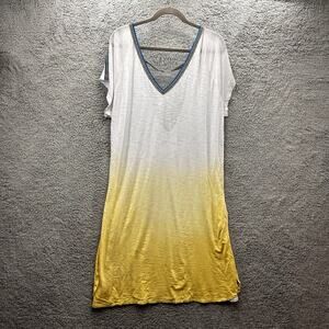 Pitusa Women's Large? Midi Sundress V-Neck And‎ V-Back White Yellow Beach Pool